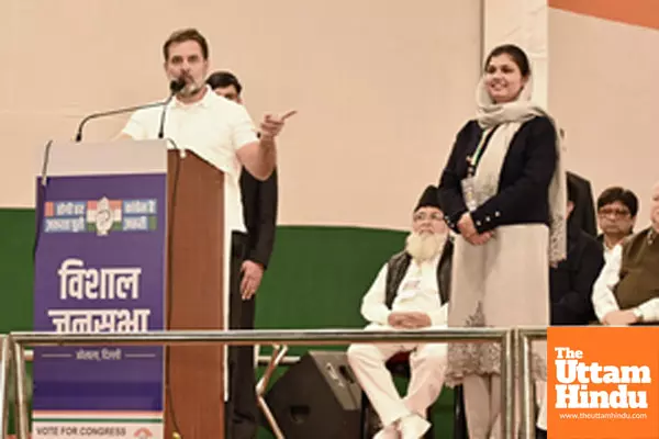 New Delhi: Leader of Opposition and Congress MP Rahul Gandhi campaigns in support of party candidate Ariba Asif Khan