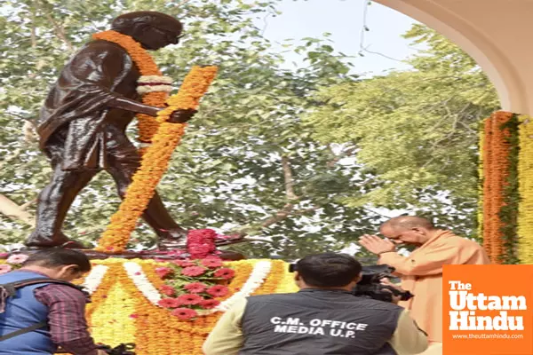 Lucknow: Uttar Pradesh Chief Minister Yogi Adityanath pays tributes to Mahatma Gandhi