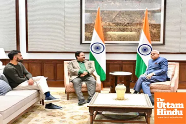 BCCI official Rajeev Shukla, Kohli meet VP Dhankhar in New Delhi