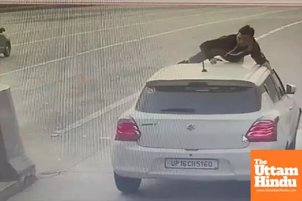 Dangerous Stunt: Car Driver Drags Toll Worker on Bonnet for 1 Km