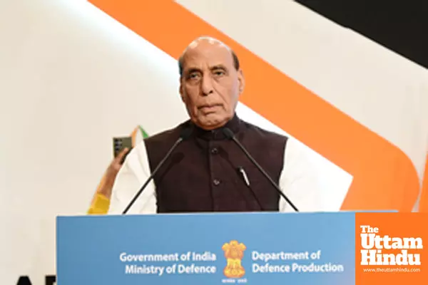 Defence Minister Rajnath Singh addresses the Curtain Raiser Press Conference of Aero India 2025