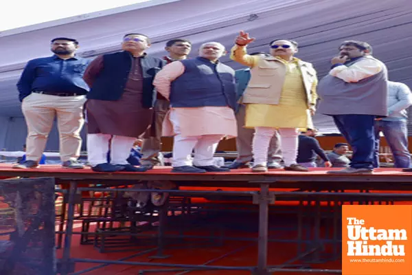 Delhi BJP President Virendra Sachdeva oversees the preparations for the oath ceremony of the New Delhi government