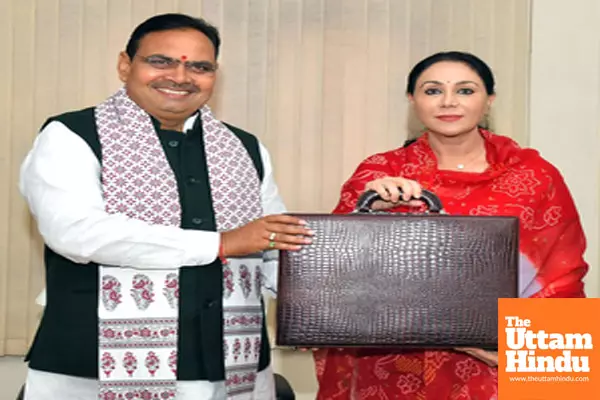 Rajasthan Finance Minister Diya Kumari meets Chief Minister Bhajan Lal Sharma before presenting the State Budget 2025-26 in the Rajasthan Assembly