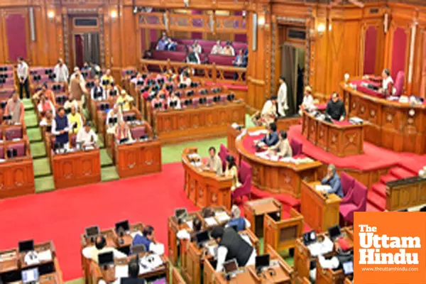 Uttar Pradesh Deputy CM Brajesh Pathak speaks during the budget session of the Uttar Pradesh Assembly