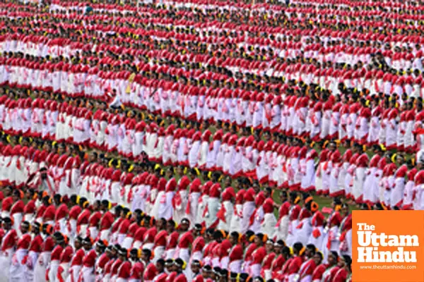 Dancers perform the Jhumur dance during a rehearsal ahead of a world-record attempt