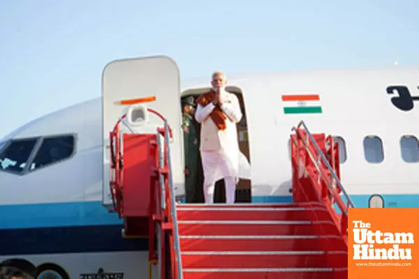 PM Modi arrives at Bhopal Government Airport to attend the Global Investment Summit