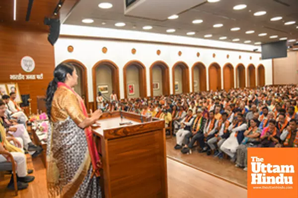 Delhi Chief Minister Rekha Gupta attends a thanks-giving meeting