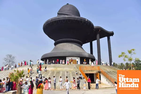 Devotees stand in queue to offer prayer at Maha Mrityunjay Temple