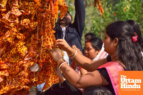 A devotee perform rituals at the Maha Mrityunjay Temple