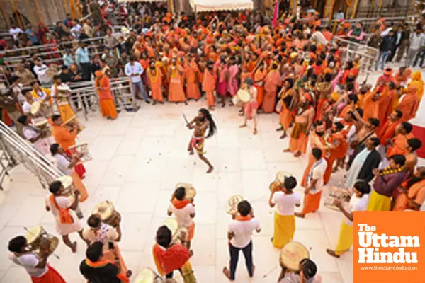 Naga sadhus gather to express their devotion and offer prayer